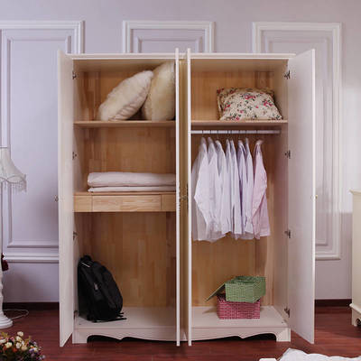 千品雅白色韓式四門實木衣柜 田園風格，實用與美觀的結合